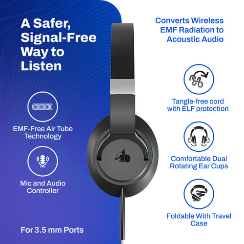 EMF Shielding-Free Air Tube Over-Ear Headphones