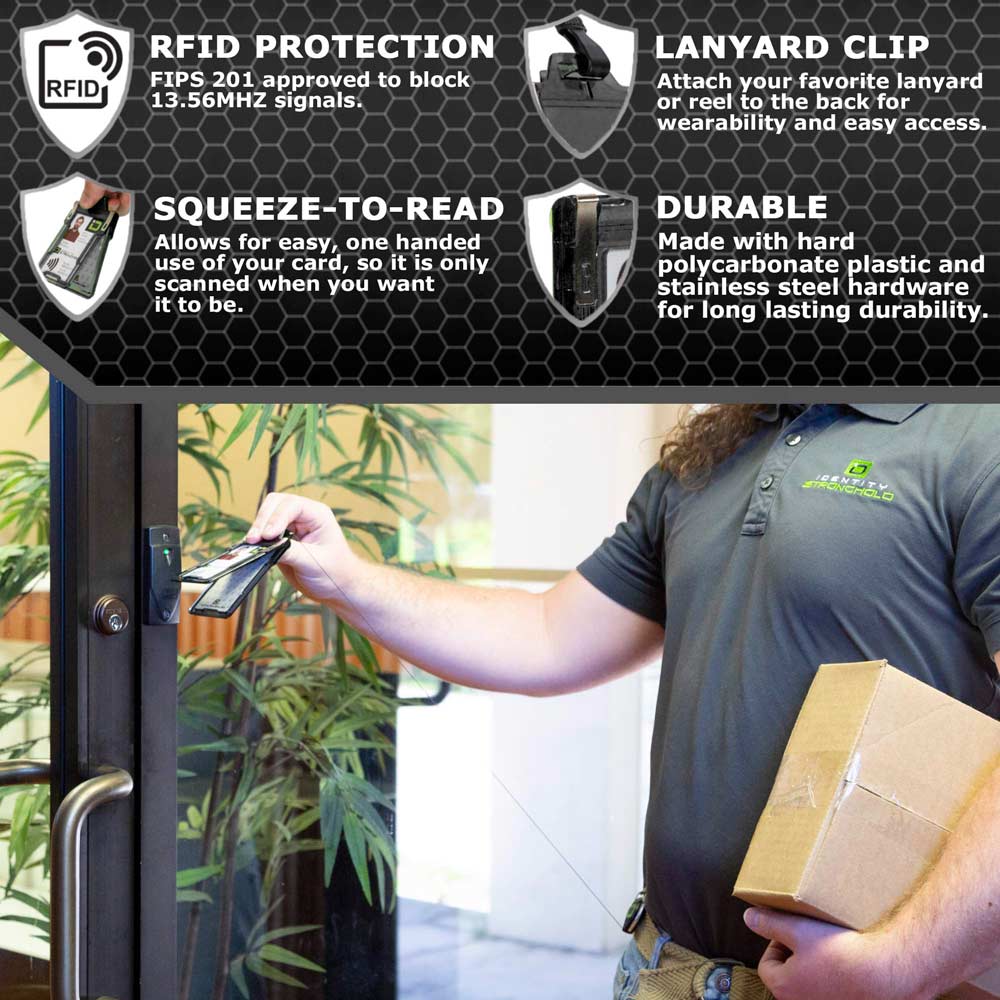 Secure Badge Holder Classic, Vertical 1 ID Card Holder, Retractable Reel, and Lanyard Bundle