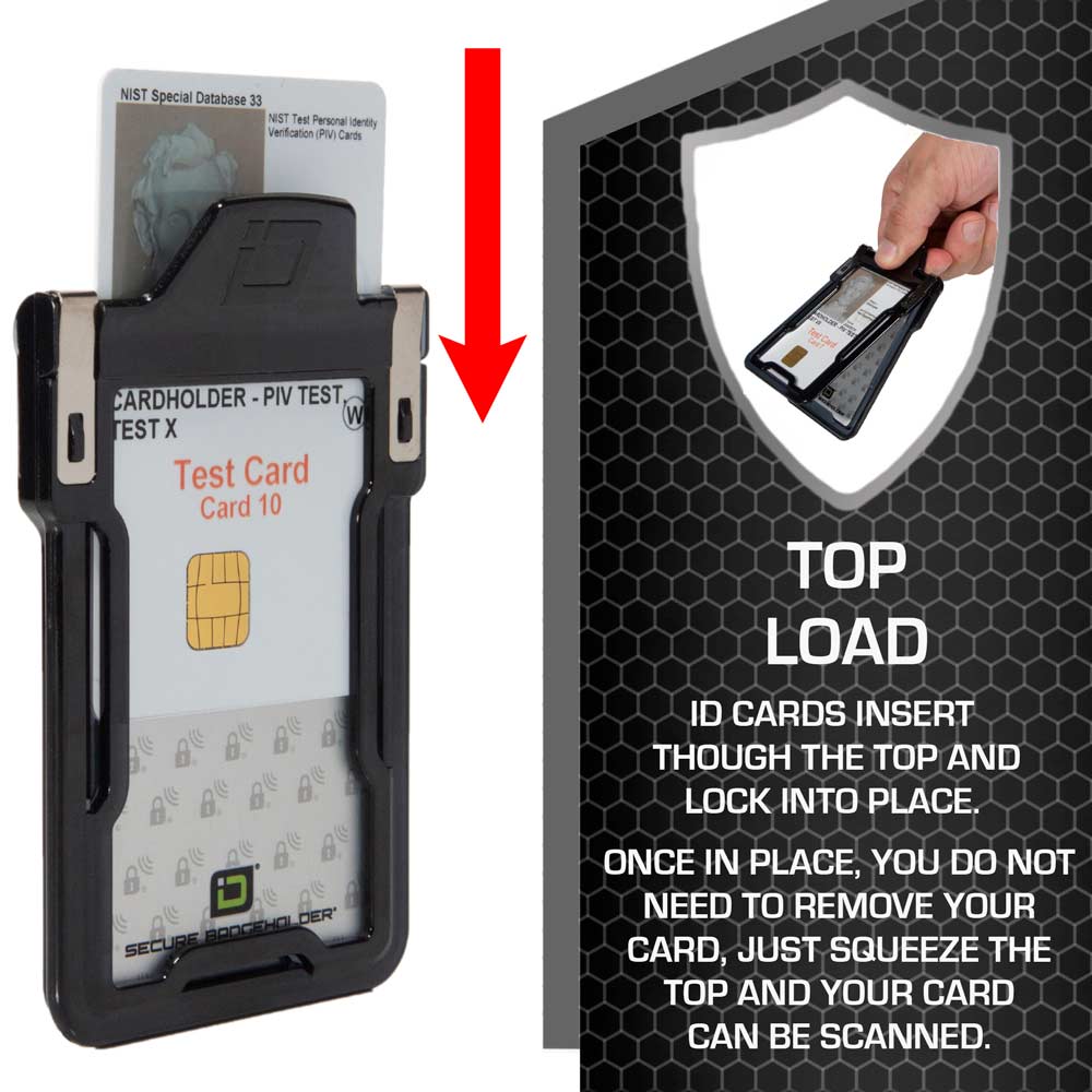 Secure Badge Holder Classic, Vertical 1 ID Card Holder, Retractable Reel, and Lanyard Bundle