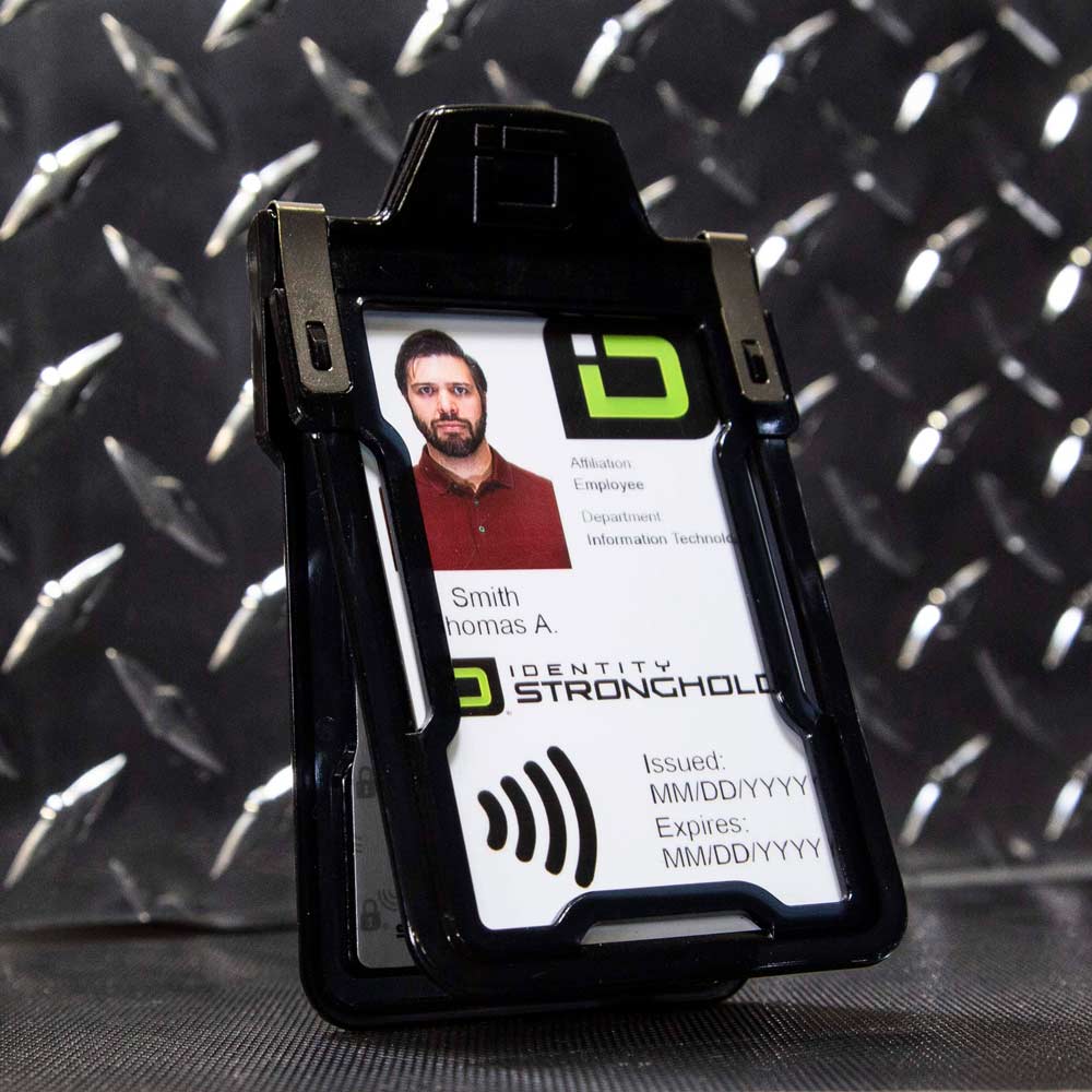 Secure Badge Holder Classic, Vertical 1 ID Card Holder, Retractable Reel, and Lanyard Bundle