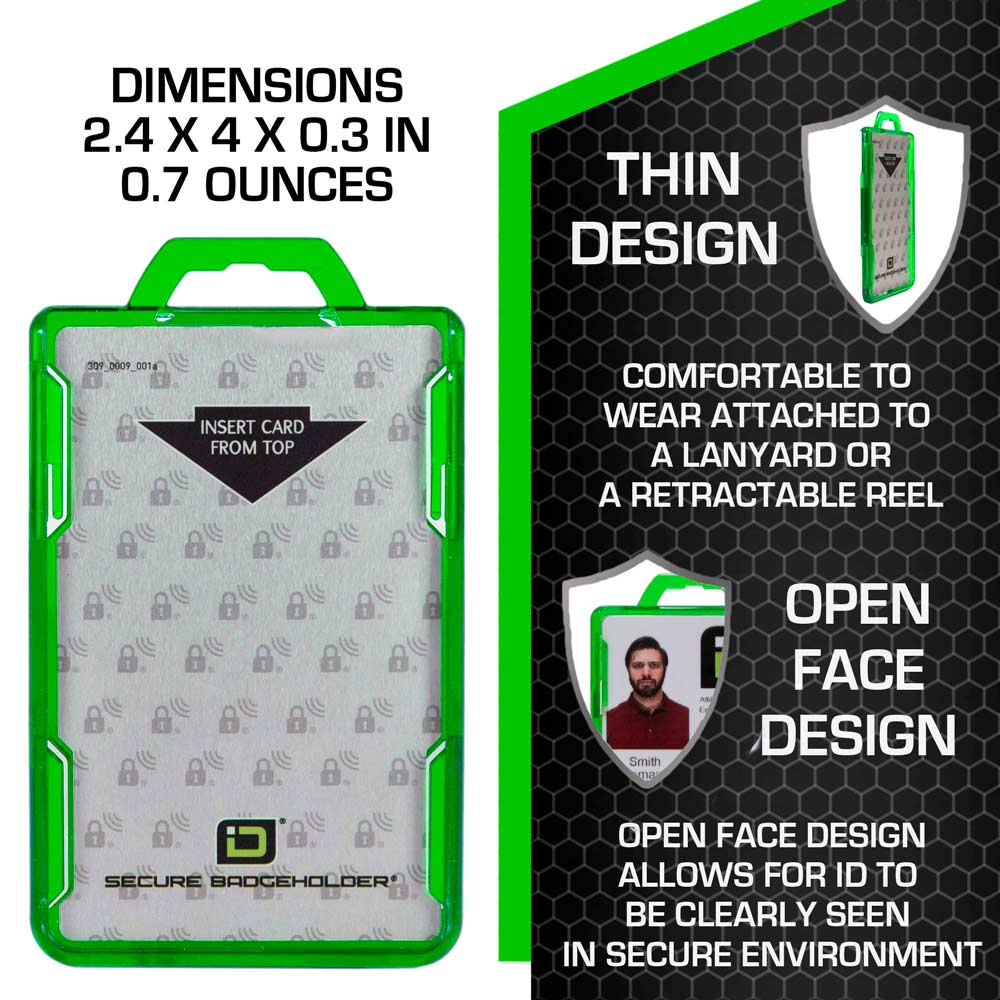 Secure Badge Holder Duolite ® Vertical 2 ID Card Holder, Retractable Reel, and Lanyard Bundle