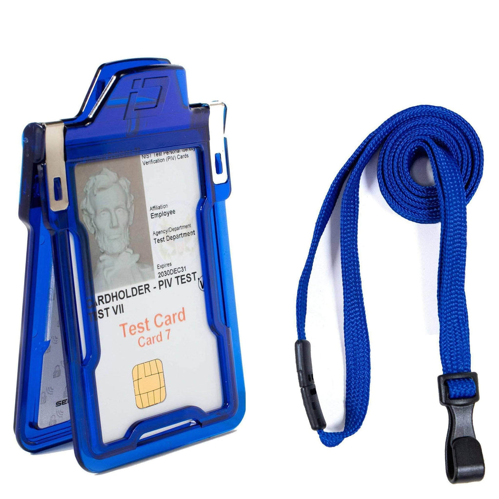 Secure Badge Holder Classic Vertical 1 ID Card Holder, and Lanyard Bundle