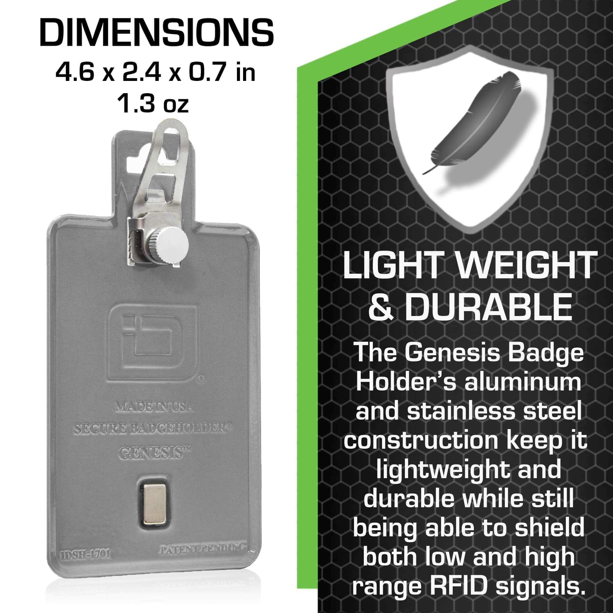 All Metal Magnetic Badge Holder - RFID Secure Badge Holder Genesis™ with BloxProx™