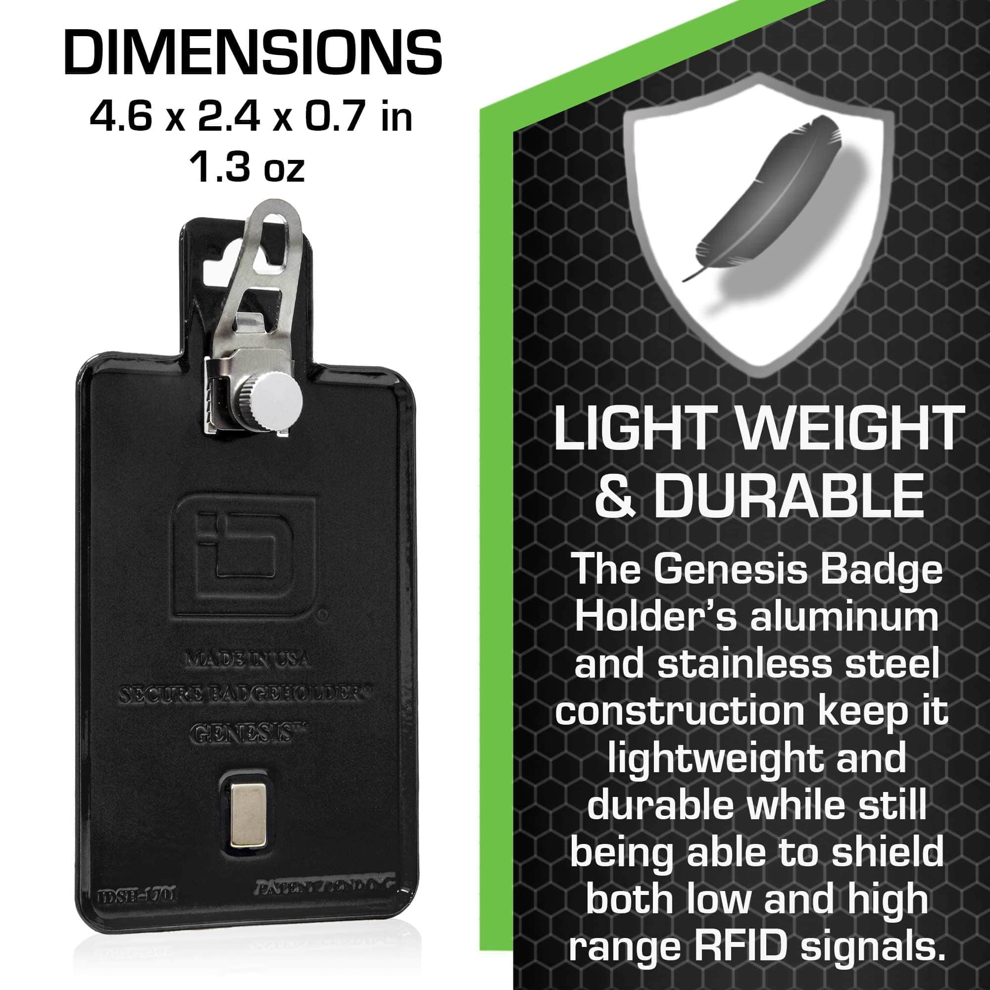 All Metal Magnetic Badge Holder - RFID Secure Badge Holder Genesis™ with BloxProx™