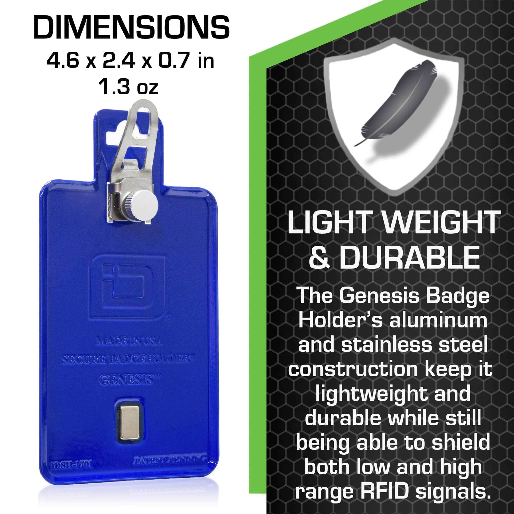All Metal Magnetic Badge Holder - RFID Secure Badge Holder Genesis™ with BloxProx™