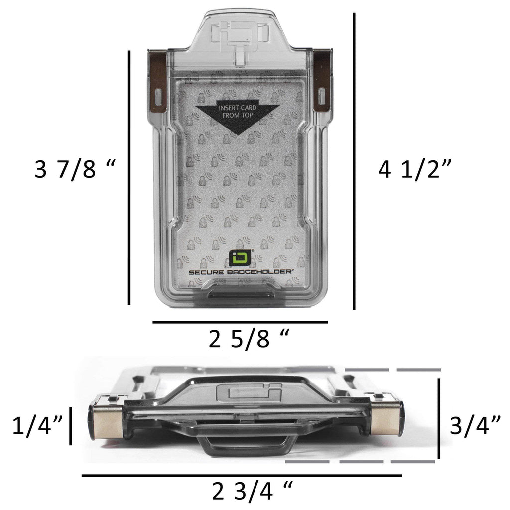 Secure Badge Holder Classic Vertical 1 ID Card Holder, and Lanyard Bundle