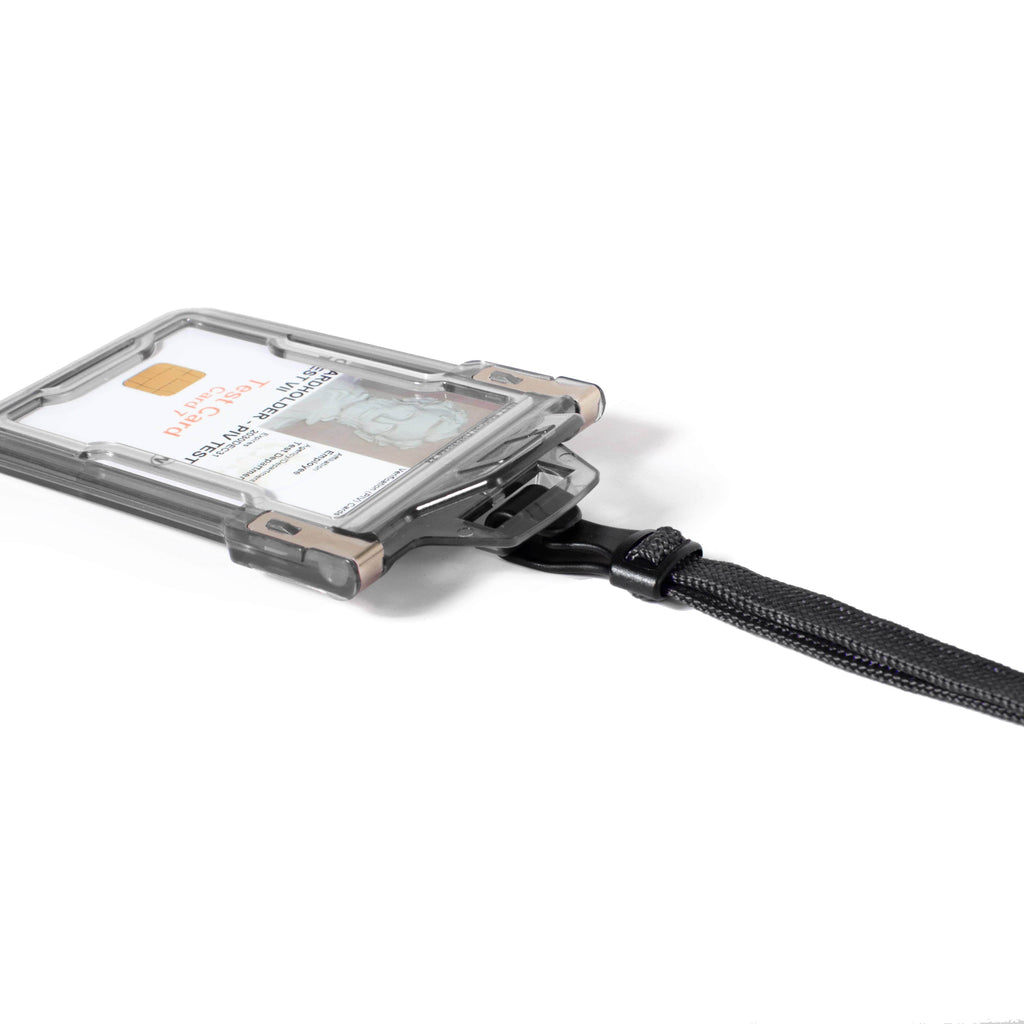 Secure Badge Holder Classic Vertical 1 ID Card Holder, and Lanyard Bundle