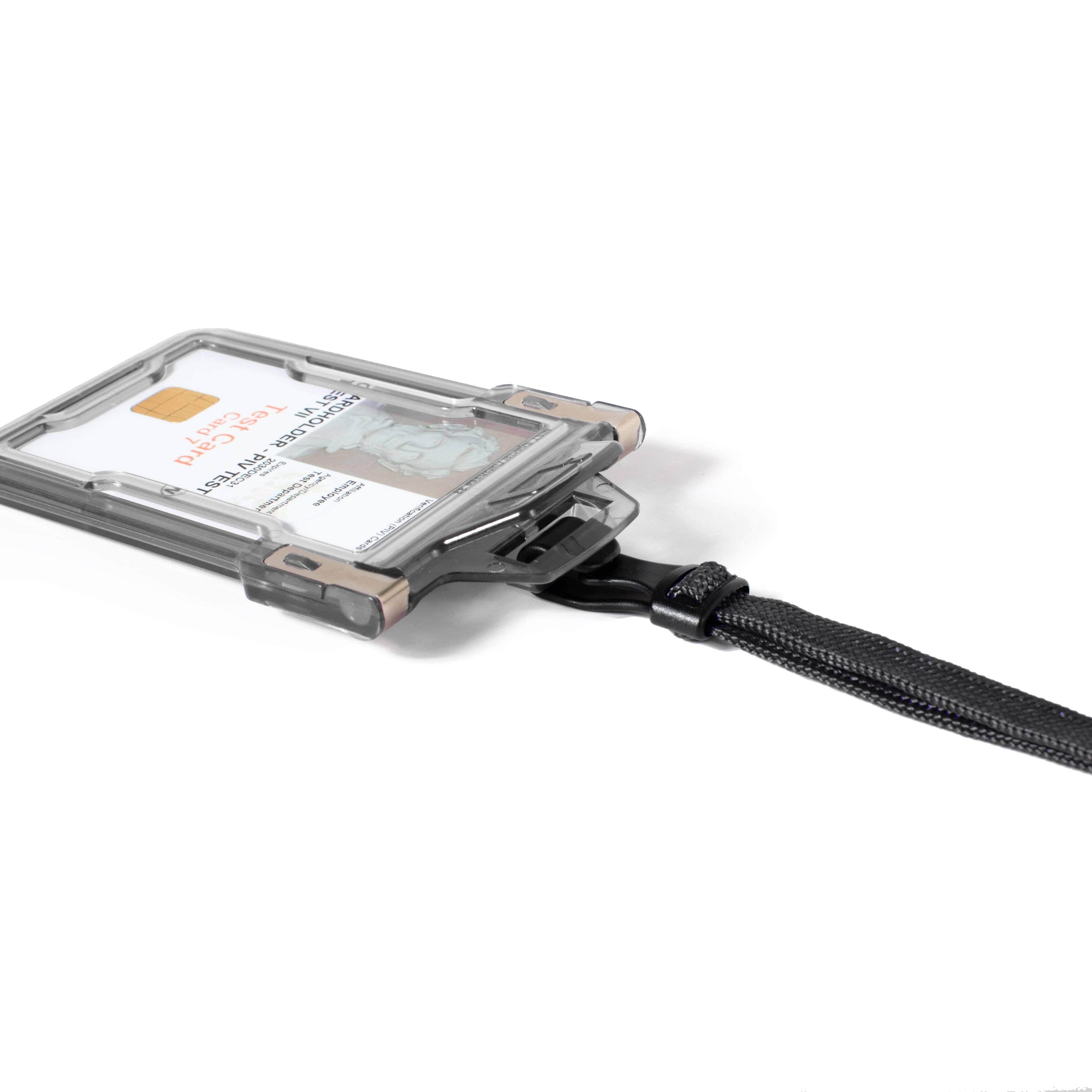Secure Badge Holder Classic Vertical 1 ID Card Holder, and Lanyard Bundle