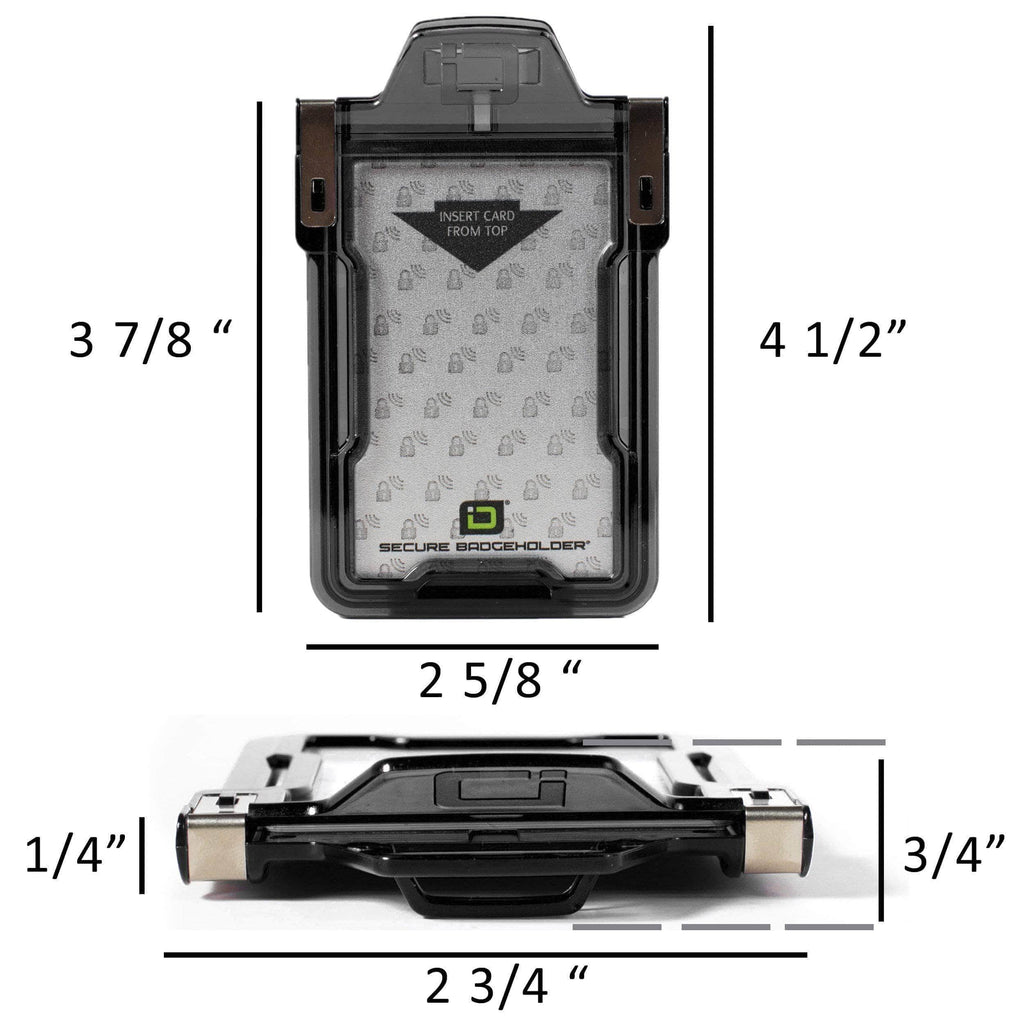 Secure Badge Holder Classic Vertical 1 ID Card Holder, and Lanyard Bundle