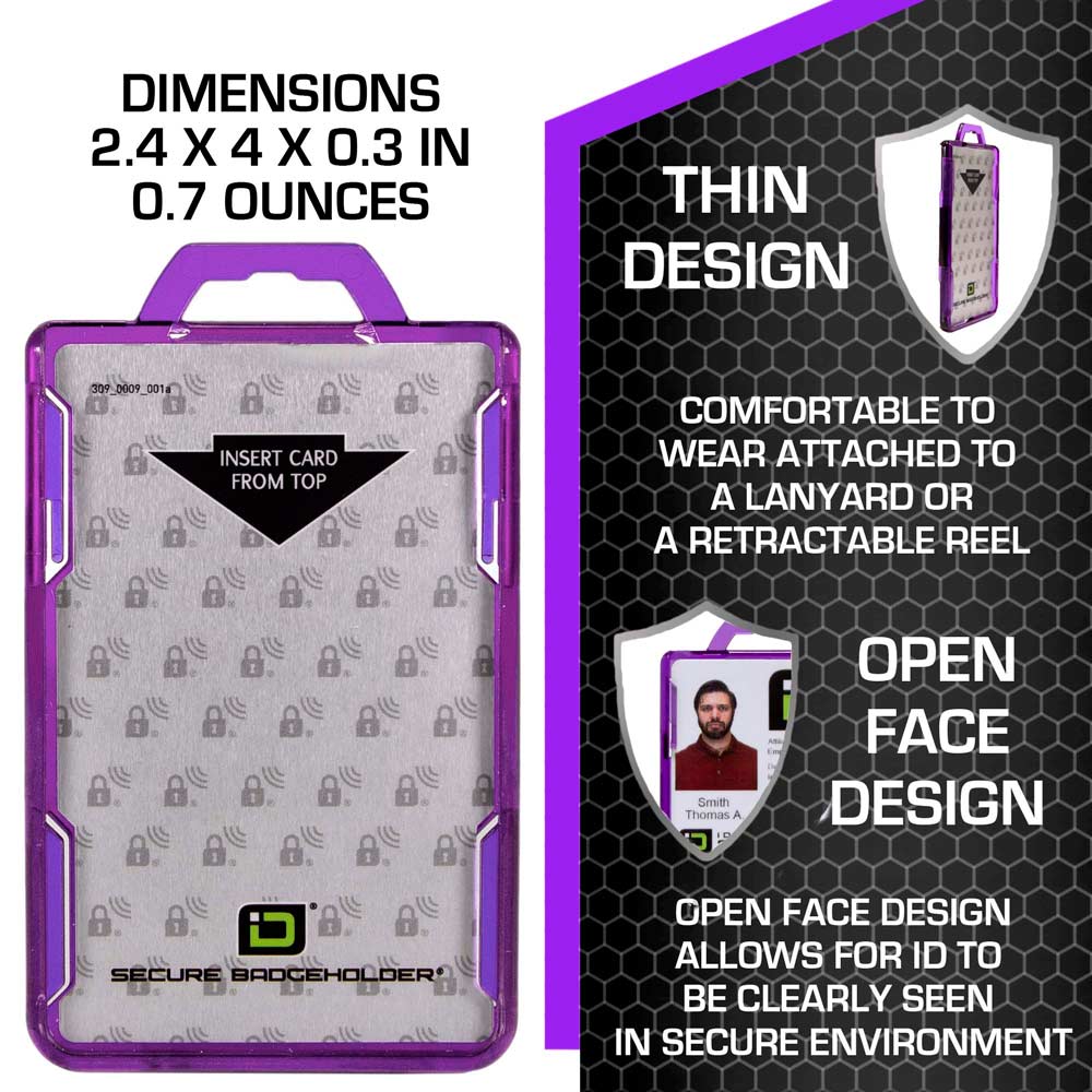Secure Badge Holder Duolite ® Vertical 2 ID Card Holder, Retractable Reel, and Lanyard Bundle