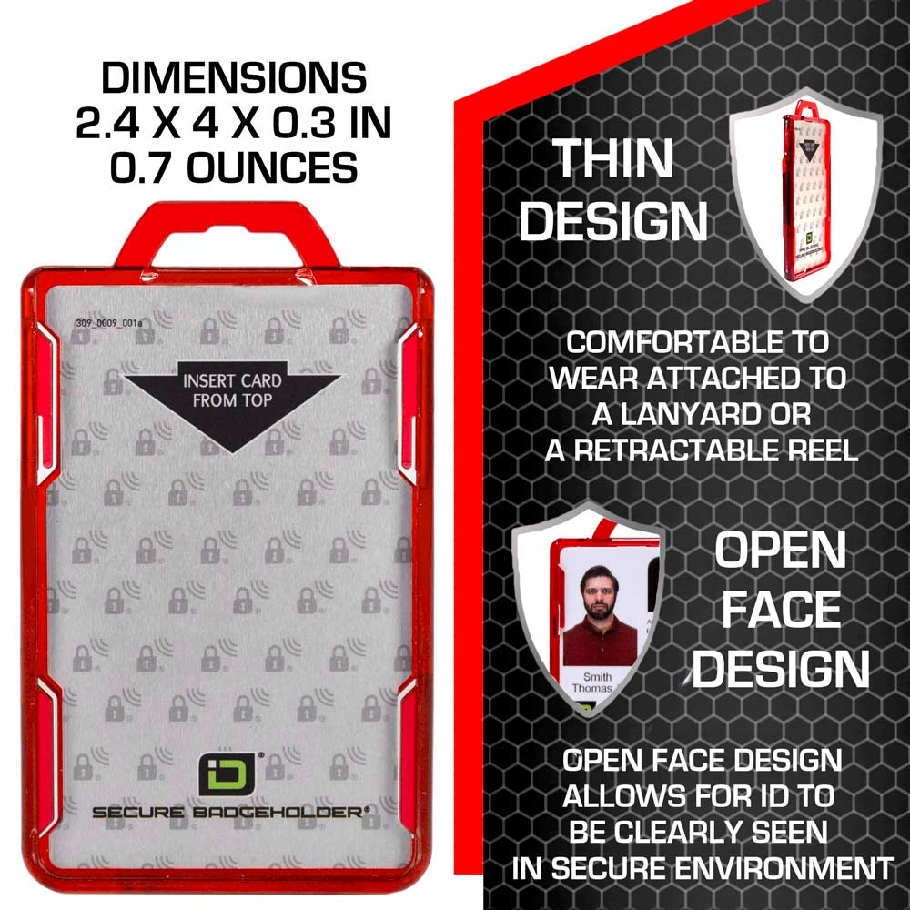 Secure Badge Holder Duolite ® Vertical 2 ID Card Holder, Retractable Reel, and Lanyard Bundle